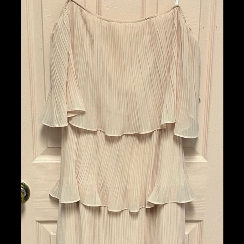 Pleated Off-Shoulder Tiered Maxi Dress - Blush
